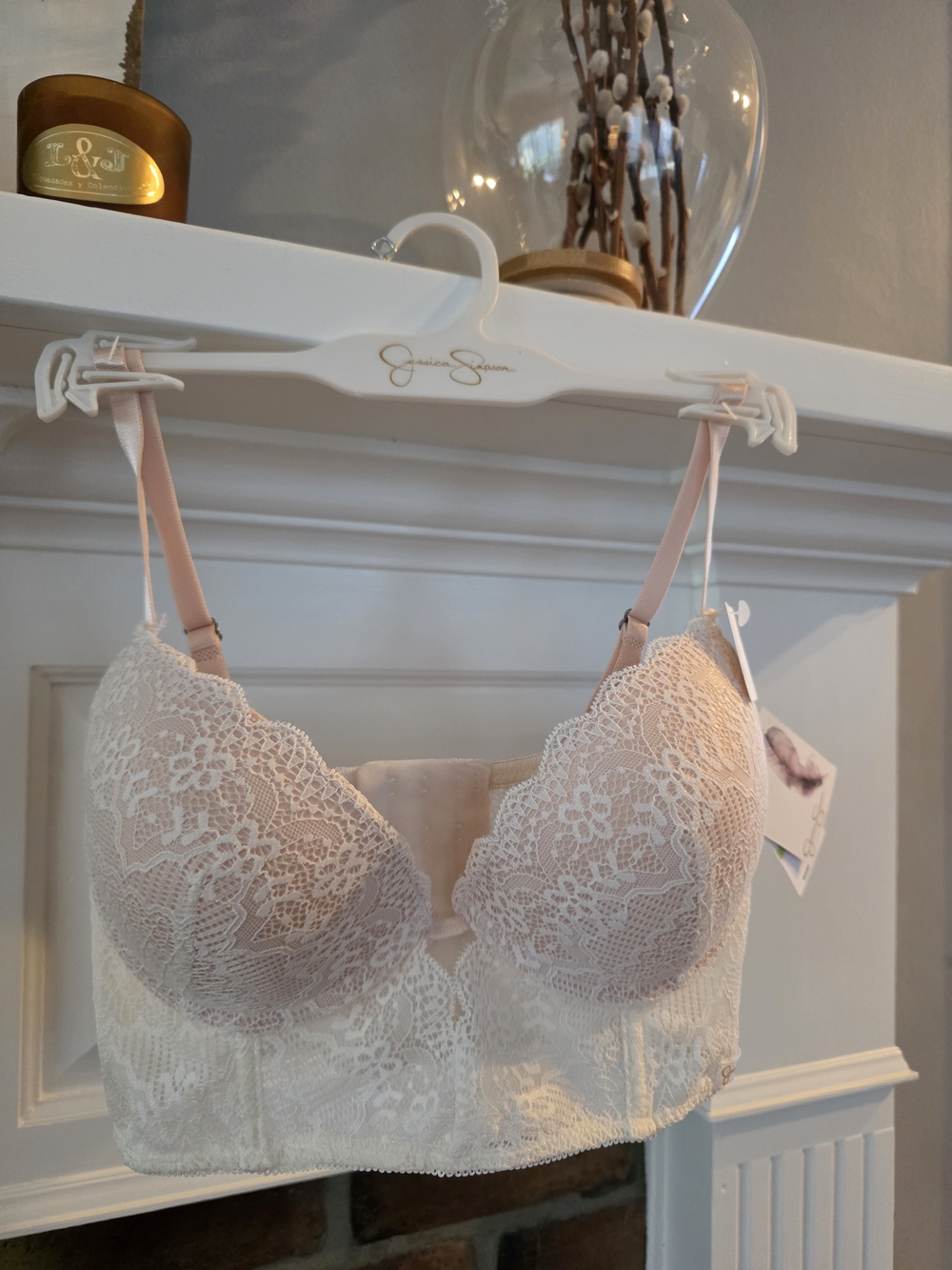 Jessica Simpson Lace Longline Bra - Blush